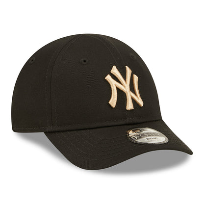 New Era Baby 9FORTY New York Yankees Baseball Cap - MLB League Essential - Black-Oatmeal