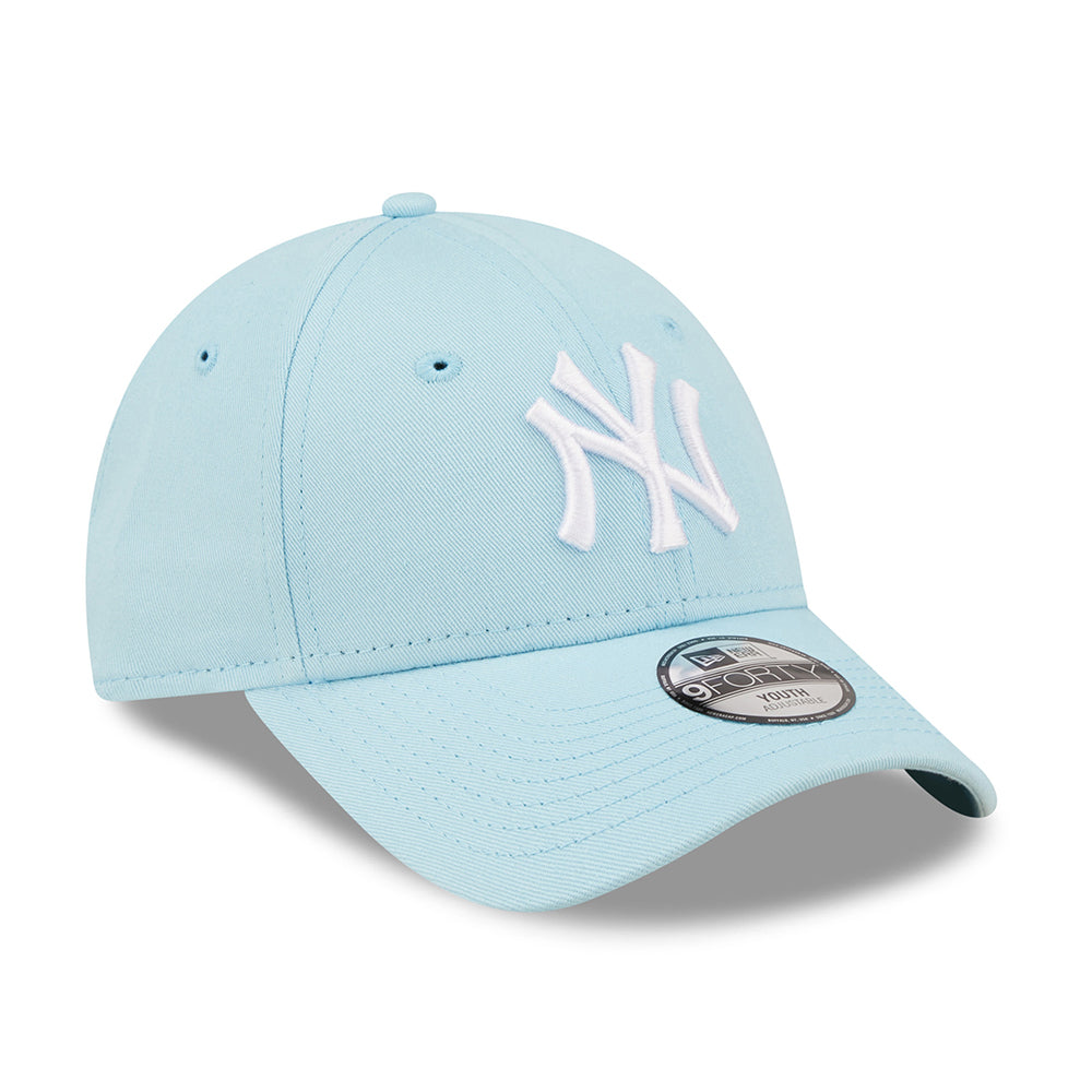 New Era Kids 9FORTY New York Yankees Baseball Cap - MLB League Essential - Light Blue-White