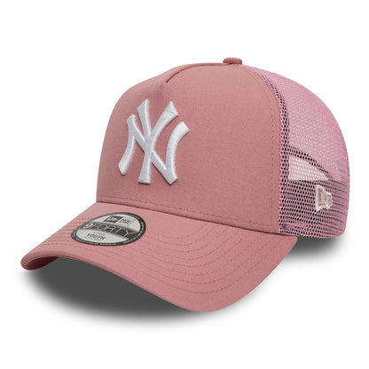 New Era Kids New York Yankees A-Frame Trucker Cap - MLB League Essential - Dark Rose-White