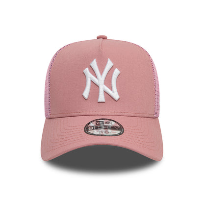 New Era Kids New York Yankees A-Frame Trucker Cap - MLB League Essential - Dark Rose-White