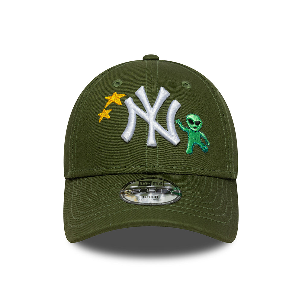 New Era Kids 9FORTY New York Yankees Baseball Cap - MLB Space Icon - Moss
