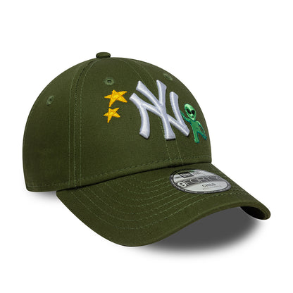 New Era Kids 9FORTY New York Yankees Baseball Cap - MLB Space Icon - Moss
