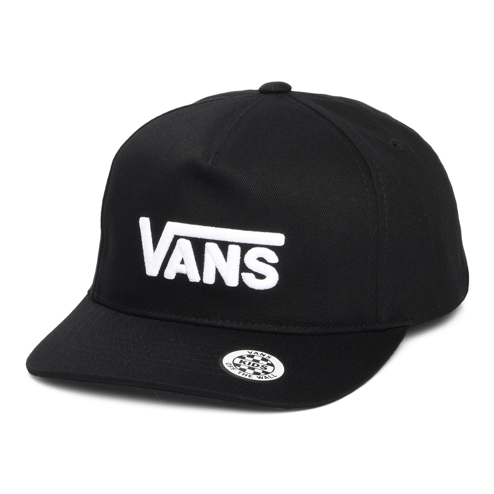 Vans Hats Kids Drop V Logo Curved Brim Snapback Cap - Black-White