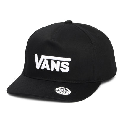 Vans Hats Kids Drop V Logo Curved Brim Snapback Cap - Black-White