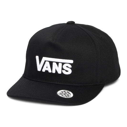 Vans Hats Kids Drop V Logo Curved Brim Snapback Cap - Black-White