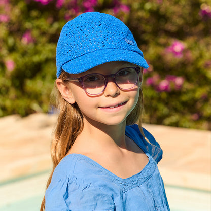 Barts Hats Kids Wuppy Broderie Anglaise Cotton Sun Cap - Royal Blue