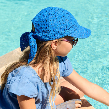 Barts Hats Kids Wuppy Broderie Anglaise Cotton Sun Cap - Royal Blue