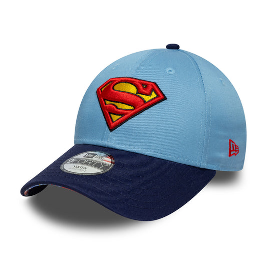 New Era Kids 9FORTY Superman Baseball Cap - DC Comics - Sky Blue-Navy