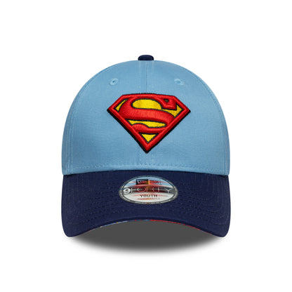 New Era Kids 9FORTY Superman Baseball Cap - DC Comics - Sky Blue-Navy
