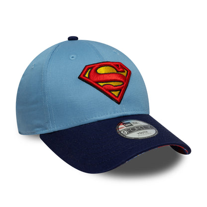 New Era Kids 9FORTY Superman Baseball Cap - DC Comics - Sky Blue-Navy