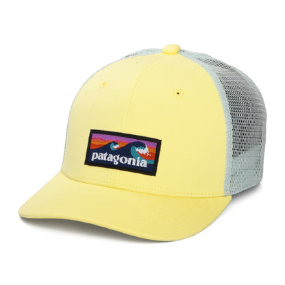 Patagonia Hats Kids Boardshort Logo Organic Cotton Trucker Cap - Lemon-Sea Green