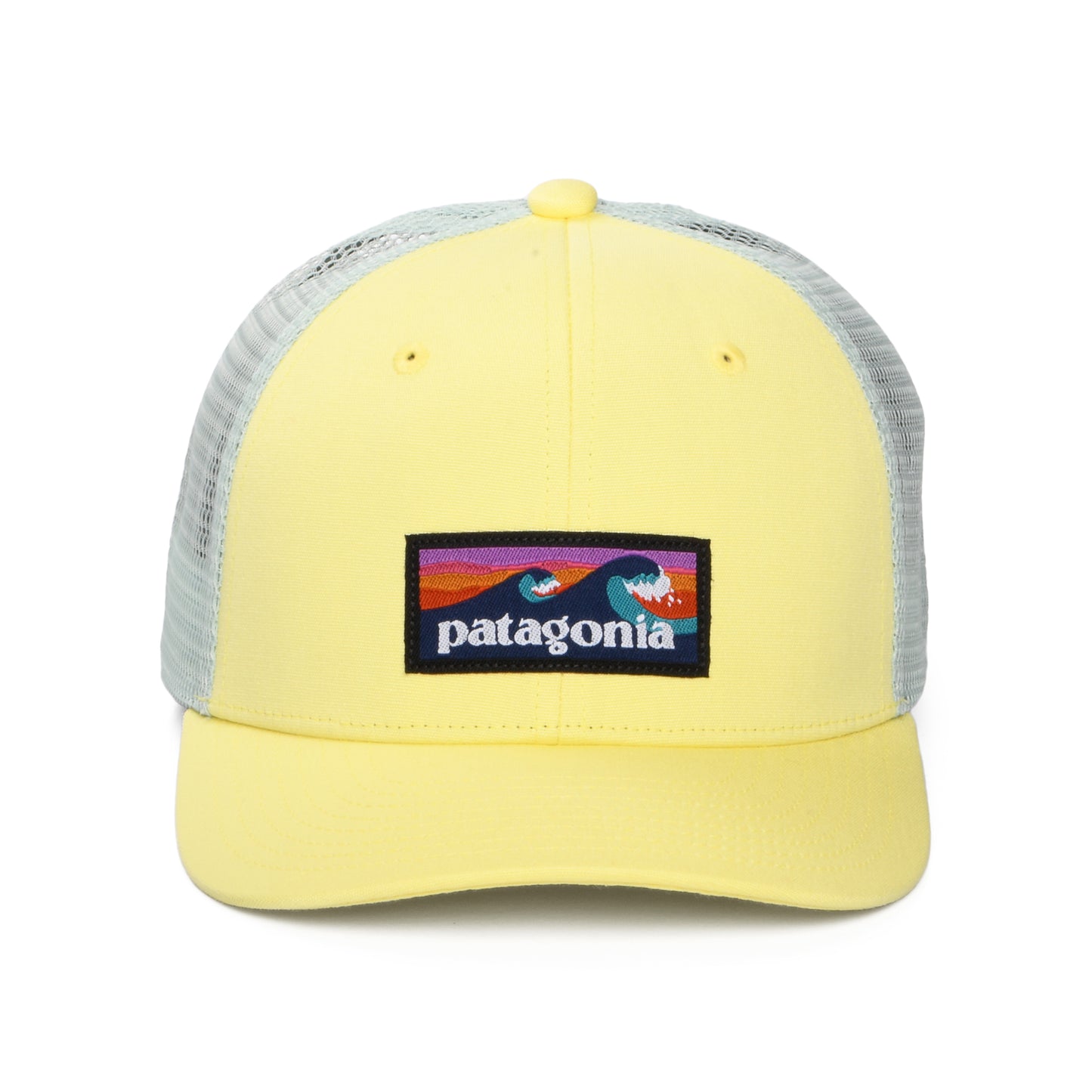 Patagonia Hats Kids Boardshort Logo Organic Cotton Trucker Cap - Lemon-Sea Green