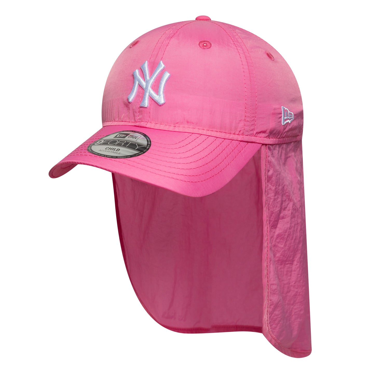 New Era Kids 9FORTY New York Yankees Flap Cap - MLB Sun Shield - Pink-White