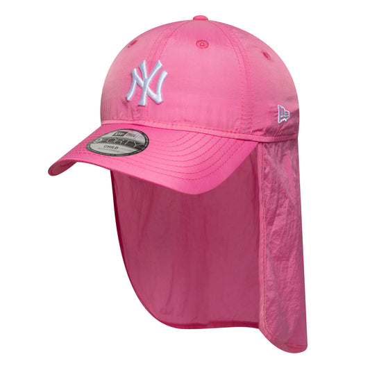New Era Kids 9FORTY New York Yankees Flap Cap - MLB Sun Shield - Pink-White