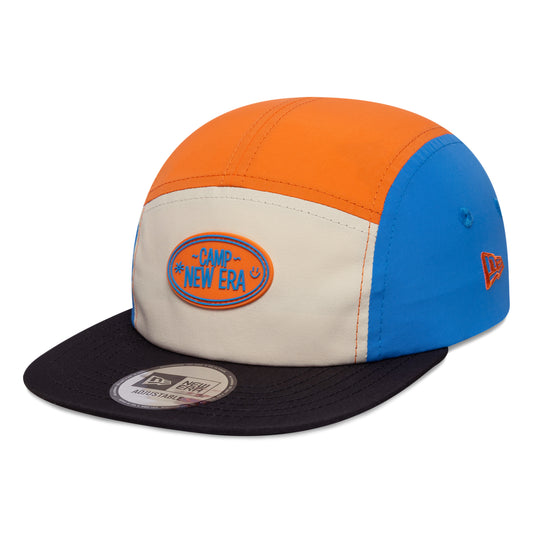 New Era Kids Camper 5 Panel Cap - Colourblock - Cream-Orange-Blue