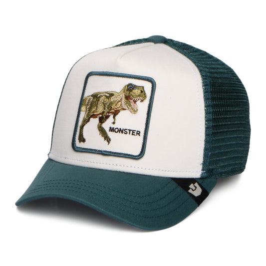 Goorin Kids Monster T-Rex Mini Trucker Cap - White-Sea Green