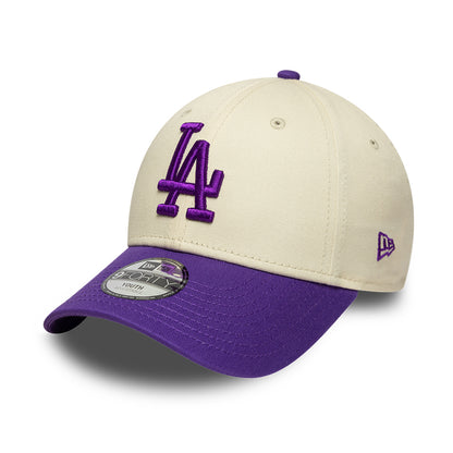 New Era Kids 9FORTY L.A. Dodgers Baseball Cap - MLB League Essential - Cream-Purple