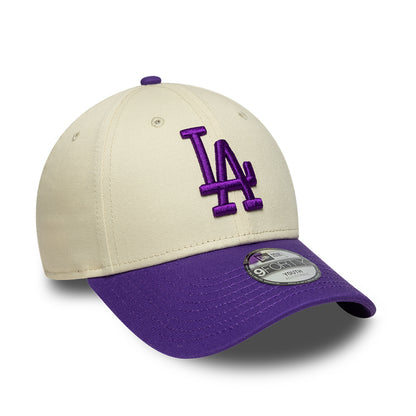 New Era Kids 9FORTY L.A. Dodgers Baseball Cap - MLB League Essential - Cream-Purple