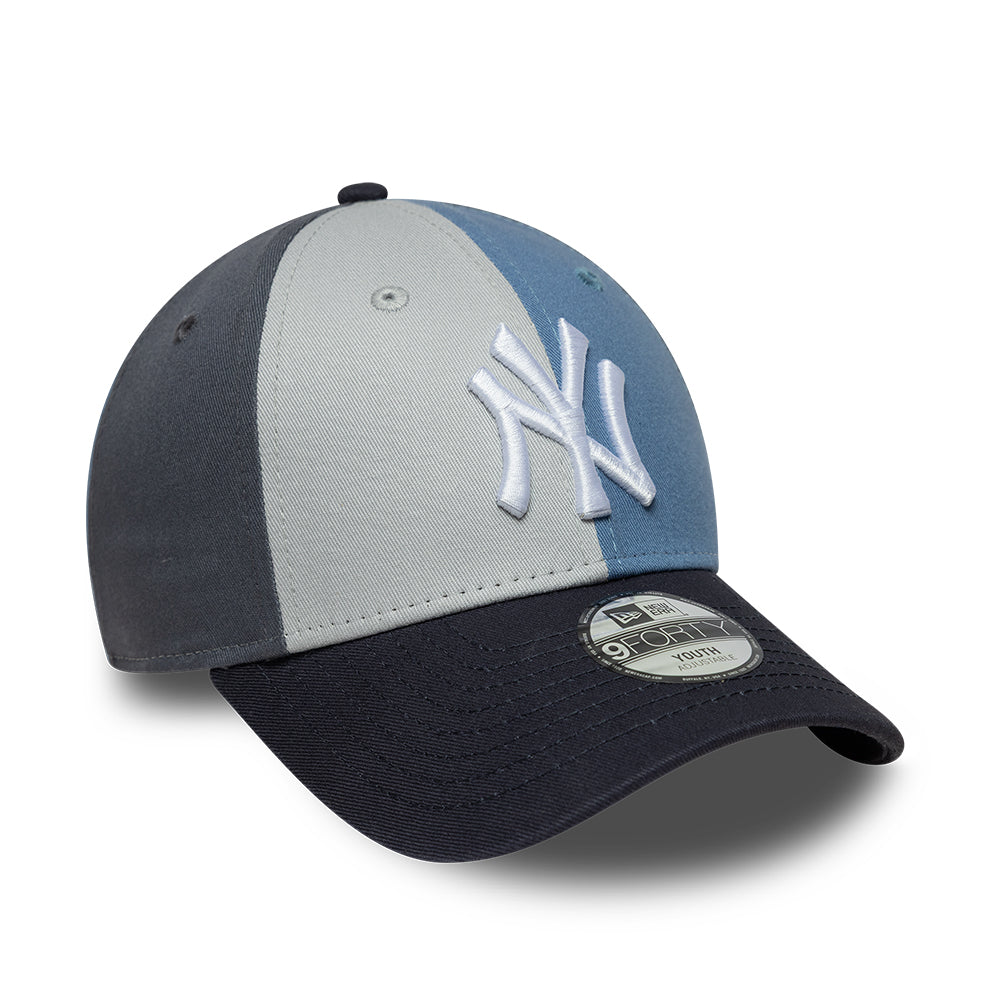 New Era Kids 9FORTY New York Yankees Baseball Cap - MLB Colourblock - Slate Blue-Navy