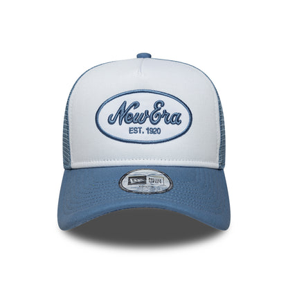 New Era Kids 9FORTY A-Frame Trucker Cap - Oval Patch - Ice Blue-Slate Blue