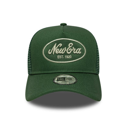 New Era Kids 9FORTY A-Frame Trucker Cap - Oval Patch - Dark Green-Light Green