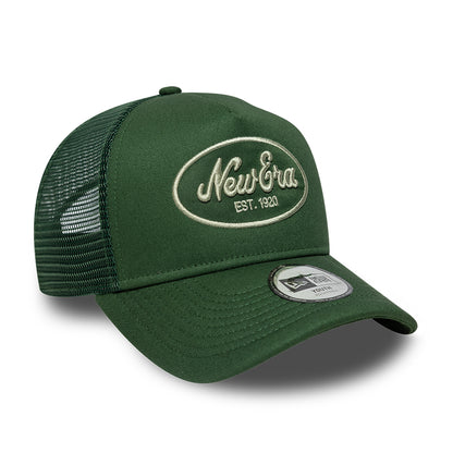 New Era Kids 9FORTY A-Frame Trucker Cap - Oval Patch - Dark Green-Light Green