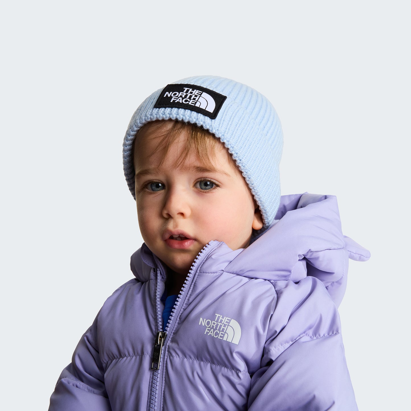 The North Face Hats Baby TNF Logo Box Recycled Cuffed Beanie Hat - Ice Blue