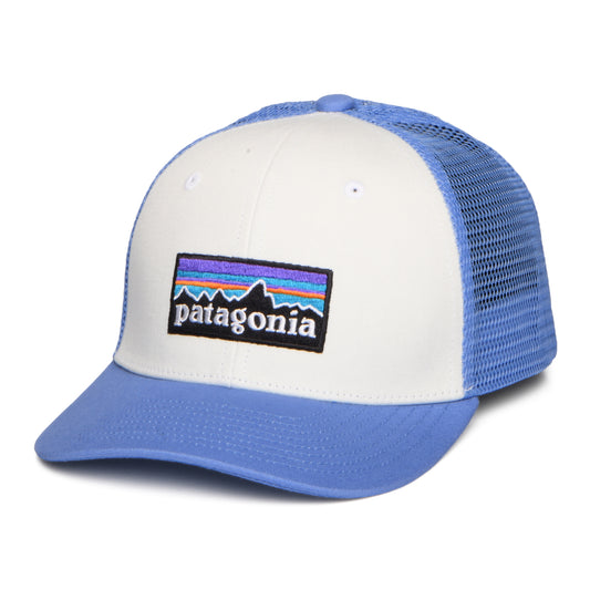 Patagonia Hats Kids P-6 Logo Organic Cotton Trucker Cap - White-Ocean