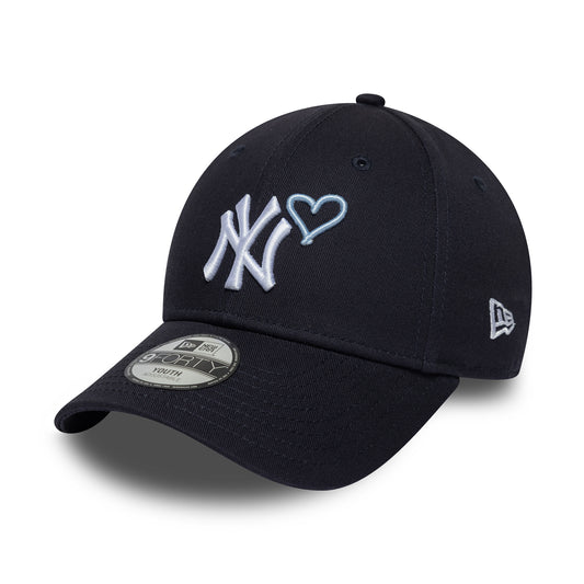 New Era Kids 9FORTY New York Yankees Baseball Cap - MLB Heart Icon - Navy-White