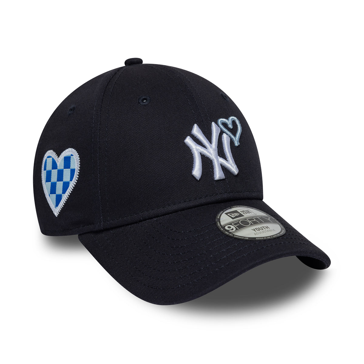 New Era Kids 9FORTY New York Yankees Baseball Cap - MLB Heart Icon - Navy-White