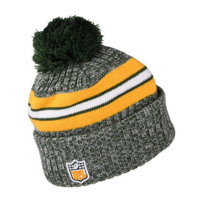 New Era Green Bay Packers Bobble Hat - NFL Sideline Sport Knit - Green-Yellow