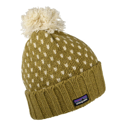 Patagonia Hats Snowbelle Recycled Wool Bobble Hat - Light Olive-Off White