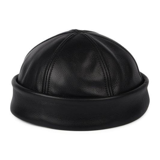 New York Hat Company Leather Docker Beanie Hat - Black