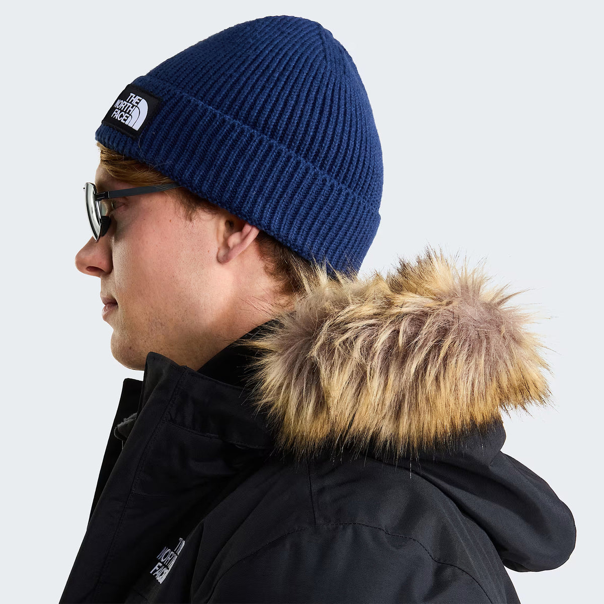 The North Face Hats TNF Logo Box Recycled Beanie Hat - Navy Blue