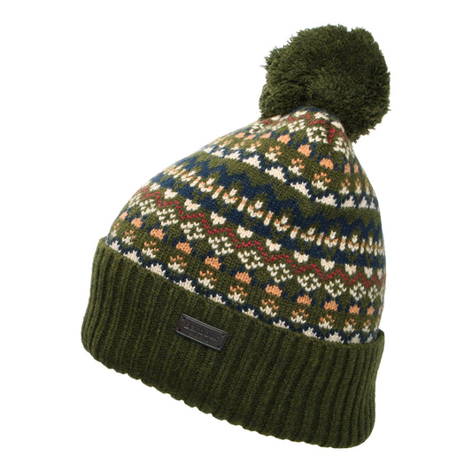 Barbour Hats Marlow Fair Isle Bobble Hat - Olive