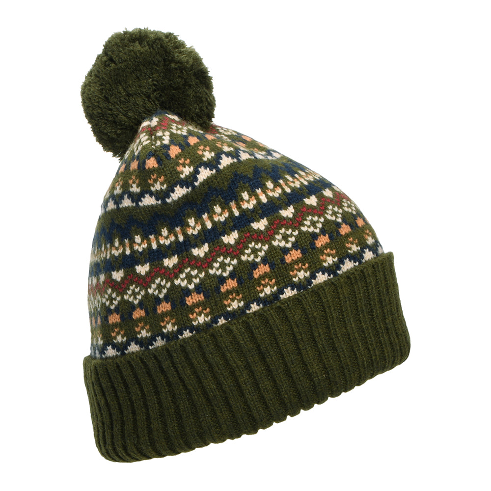 Barbour Hats Marlow Fair Isle Bobble Hat - Olive