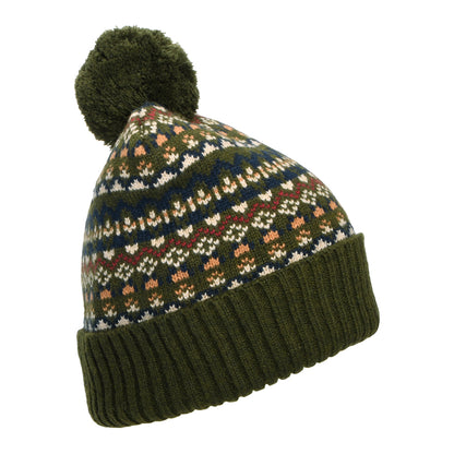 Barbour Hats Marlow Fair Isle Bobble Hat - Olive