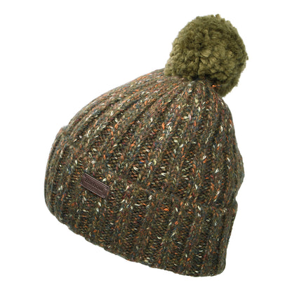 Barbour Hats Kelson Flecked Bobble Hat - Olive