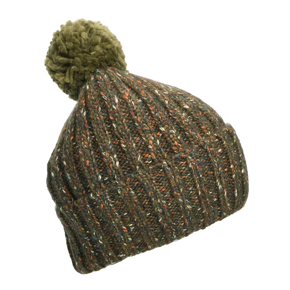 Barbour Hats Kelson Flecked Bobble Hat - Olive