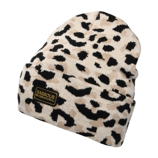 Barbour International Harley Recycled Beanie Hat - Light Leopard
