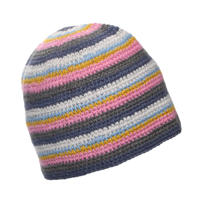 Kusan Crochet Flower Beanie Hat - Grey-Pink