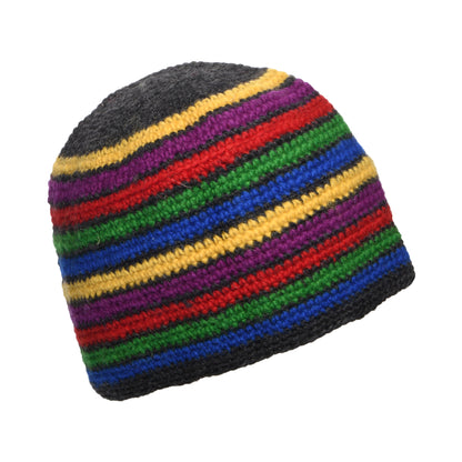 Kusan Crochet Flower Beanie Hat - Charcoal-Red
