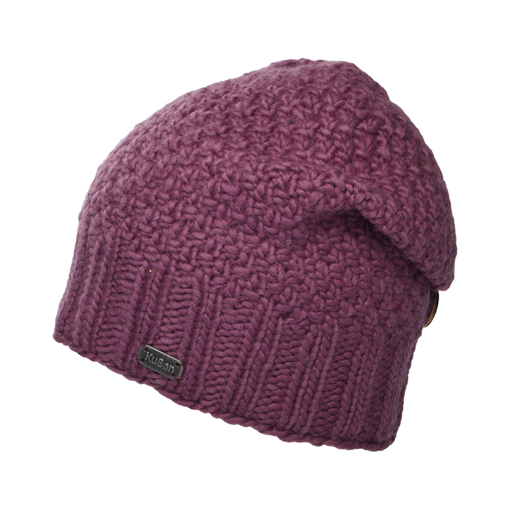 Kusan Button Down Beanie Hat - Mauve