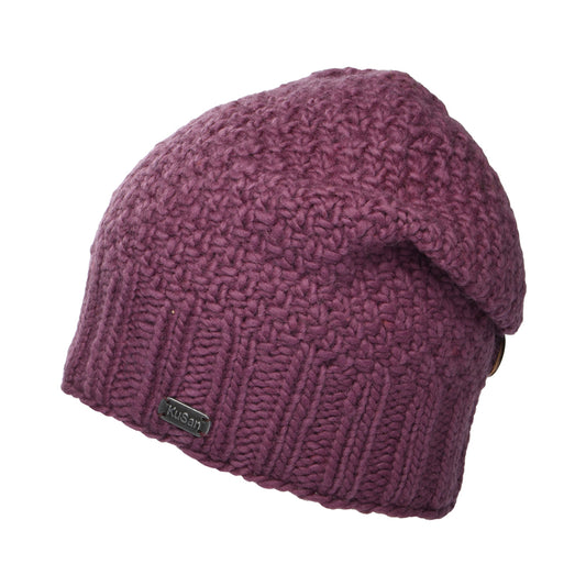 Kusan Button Down Beanie Hat - Mauve