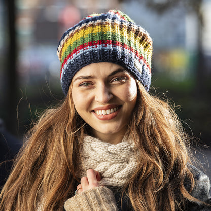 Kusan Cardi Floppy Beanie Hat - Blue-Yellow