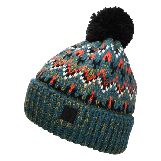 Failsworth Hats Arctic Fair Isle Bobble Hat - Teal-Multi