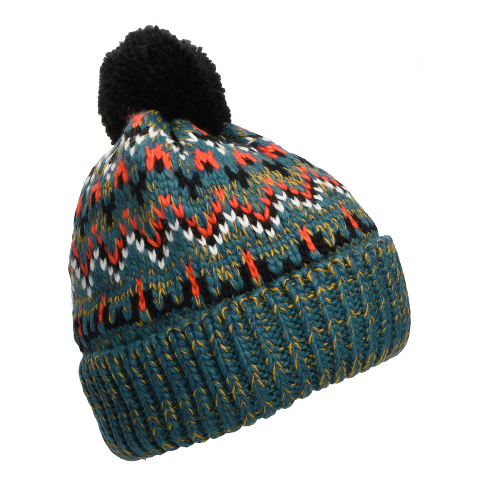 Failsworth Hats Arctic Fair Isle Bobble Hat - Teal-Multi