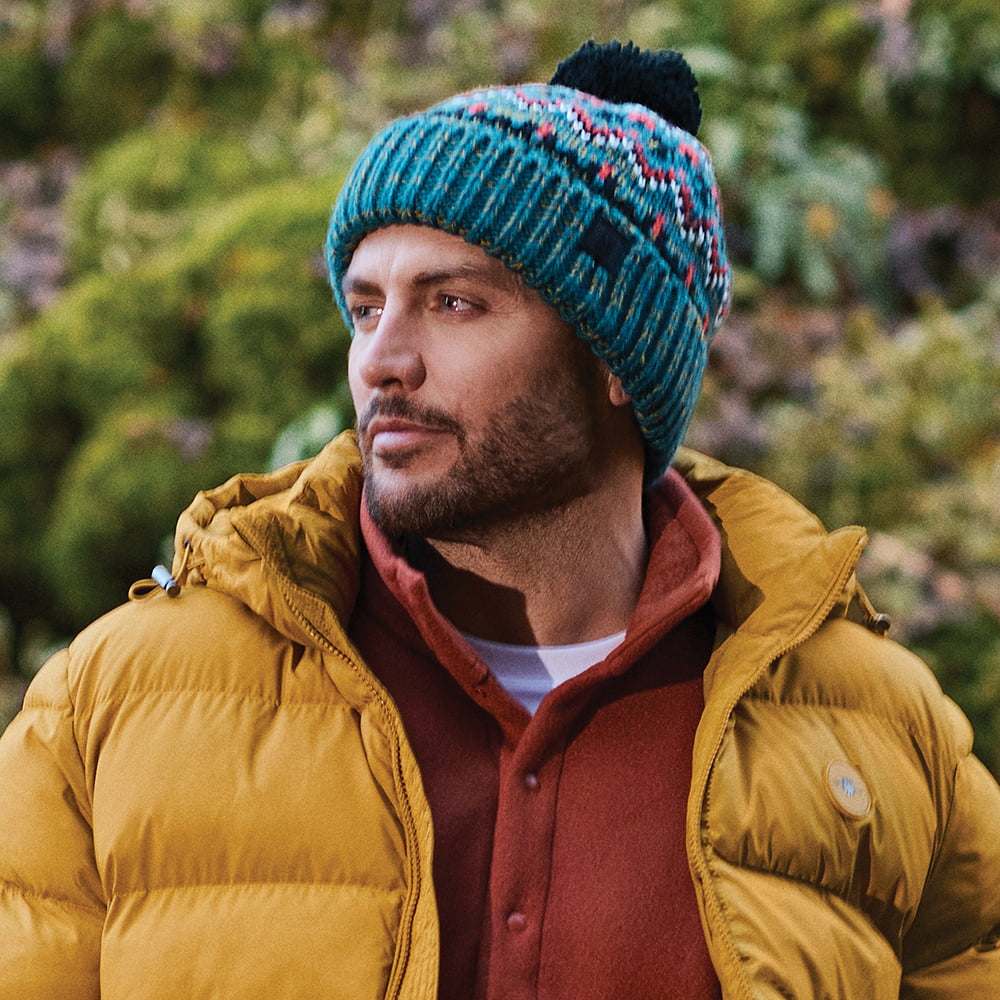 Failsworth Hats Arctic Fair Isle Bobble Hat - Teal-Multi