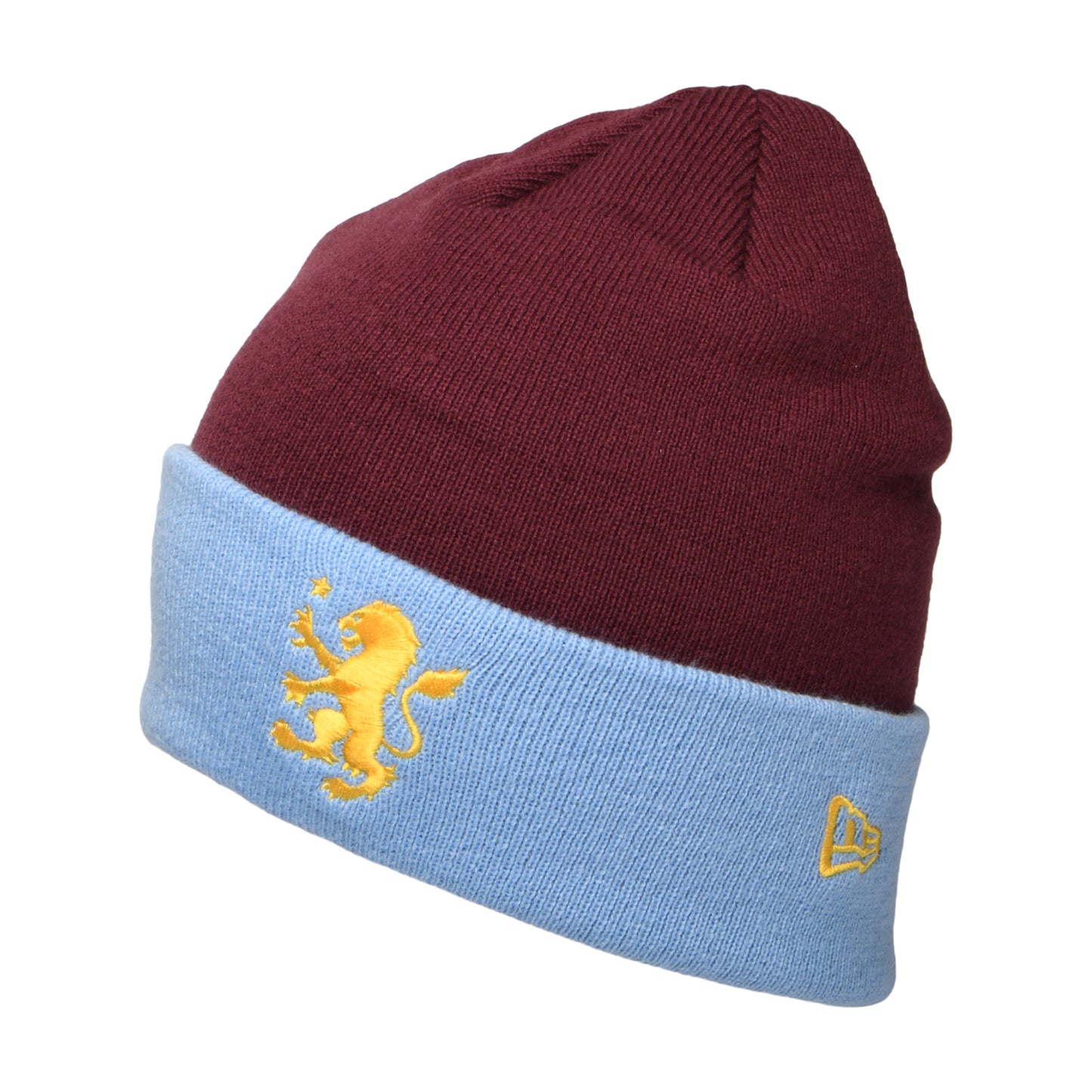 New Era Aston Villa FC Beanie Hat - Team Cuff Knit - Claret-Sky Blue