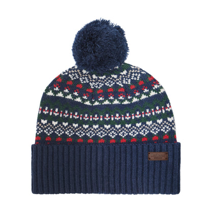 Barbour Hats Marlow Fair Isle Bobble Hat - Navy Blue